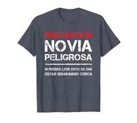 Novia Peligrosa Camiseta Amor Frases Divertidas Hombre Camiseta, Hombre, Azul Jaspeado, XXL