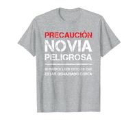 Novia Peligrosa Camiseta Amor Frases Divertidas Hombre Camiseta, Hombre, Gris Jaspeado, 5XL