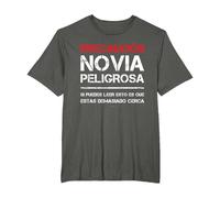 Novia Peligrosa Camiseta Amor Frases Divertidas Hombre Camiseta, Hombre Tallas Grandes, Asfalto, 2X Alto