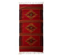 NOVICA Rug zapoteco Wool Area (2,5' x 5 '), de los colores de Oaxaca rojo