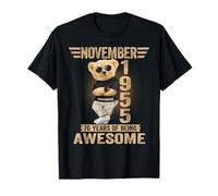 Noviembre 70 Cumpleaños Hombres Mujeres 1955 Impresionante Oso de Peluche Camiseta