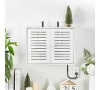 Noviko Caja de almacenamiento WiFi para montaje en pared, caja de enrutador WiFi, caja de almacenamiento decorativa para módem (blanco, 16.5 pulgadas de ancho x 4.7 pulgadas de profundidad x 12.6