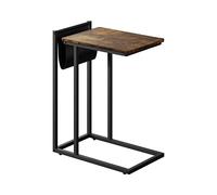 Novilla - Mesa Auxiliar para Sofá y Cama丨en Forma de C丨Estable y Resistente丨Fácil de Montar丨Marrón y Negro丨68 x 55 x 35 cm (AL x L x AN) 丨Mesitas Auxiliares de Salón con Espacio de Almacenamiento