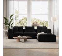 Novilla Sofá esquinero Modular Moderno con Nubes con Soporte Smarts Coil, sofá de cojín para salón, apartamento, Dormitorio, no Requiere Montaje (3 plazas + 1 Taburete)