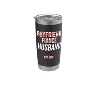 Novio Prometido Marido Est 1981 Matrimonio Boda Pareja Vaso térmico de acero inoxidable de doble pared