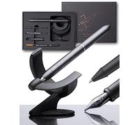 novium Hoverpen 3.0 - Pluma estilográfica minimalista de lujo y bolígrafo giratorio, estética futurista, bolígrafo ejecutivo giratorio gratis, regalos (Deep Black)