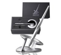 Novium Hoverpen Interstellar Edition - Bolígrafo de lujo futurista fabricado en aleación aeroespacial, estética única, bolígrafo ejecutivo giratorio gratuito, regalo ideal para hombre y mujer (plata