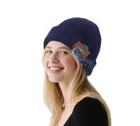 NOViX Bluetooth Beanie Gift for Men & Women, Music Hat with Wireless Speaker, Warm Knit Winter Cap for Christmas, Birthday, Hands Free Calling for Running, Skiing, Travel. (Blue)