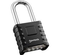 NOVLOCK Candado de combinación resistente - arco largo de 5,9 cm - candado exterior impermeable de 4 cifras para portones, vallas, cobertizos, trasteros, taquillas y armarios - 1 unidad, negro
