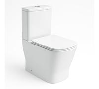 Novo bath - Inodoro Compacto Rimless Serie Mónaco - Estilo Tipo The Gap, Doble Descarga 3/6L, Salida Dual, Asiento UF Soft Close, Cisterna Incluida, Esmalte Antibacterias, Pegado a Pared