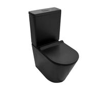 Novo BATH, Inodoro Negro, Wc Inodoro COMPLETO, Retrete para Hogar, Sistema RIMLESS ANTIBACTERIA, Tapa Dura Extrafina AMORTIGUADA, Salida Dual