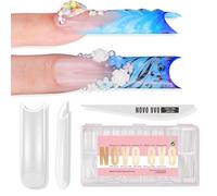 NOVO OVO 180 uñas postizas cuadradas XXL con punta afilada y curva de luna, uñas postizas extra gruesas, mate, completo, gel suave, extensión, uñas postizas, juego de acrílico, punta francesa, tamaño