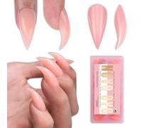 NOVO OVO Halloween 3D Cat Claw Nail Tips Baby Pink 128 Stk Short Curve Stiletto Press on Nails con APEX, PMMA Full Cover Transparente Eagle False Nails para Cosplay y Salón, 16 tamaños