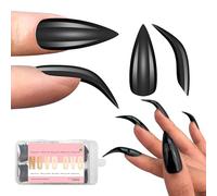 NOVO OVO Juego de extensiones de uñas negras para Halloween, gel de cobertura completa, para uñas de garra de águila 3D, extragruesas Hawk Deep Curve, almendras francesas, uñas postizas suaves de