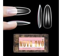 NOVO OVO L Natural Oval Nail Tip for Flat Nails Bailarina Moldeada para Uñas Curvas Extra Gruesas Largas Artificiales Cobertura Completa x 15 Tamaños 450