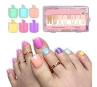 NOVO OVO Pastel Toe Nail Tips Press on Macaron Color Colorful 6 Mix Dopamine Shade Sharfkants Square Soft Nail Uñas Cobertura Completa Acrílico 15 Tamaños 180 Unidades