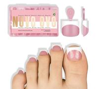 NOVO OVO Punta corta para uñas de punta corta, color blanco, punta francesa, baya, rosa, corta presión, extensiones de gel, top coat y gel constructor, no incluye pegamento, para pedicura acrílica, 16