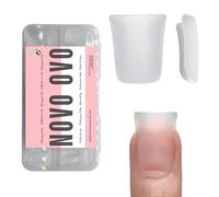 NOVO OVO Puntas de uñas de pato extra cortas, cobertura completa para acrílico a presión, pregrabadas, preaplicadas, capa base, extensión de uñas postizas de gel suave, cobertura completa x 12