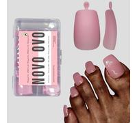 NOVO OVO Puntas de uñas postizas a presión, extensión de uñas de gel suave, color rosa baya pura, larga y cónica, punta preaplicada, imprimación y capa base, uñas postizas pregrabadas de cobertura