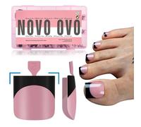 NOVO OVO Puntas de uñas postizas de gel suave prediseñadas para Halloween, color negro, punta francesa, color rosa baya, prediseñada, uñas postizas medianas, acrílico de cobertura completa para