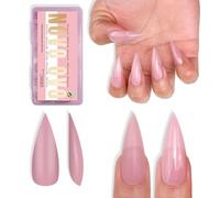 NOVO OVO Sharp Stiletto Nail Tips Press on Medium Long Pure Color Berry Pink Extra Espesor Suave Gel Acrílico Extensión, Cobertura completa False Uñas para Salón DIY 16 Tamaños 224 Unidades