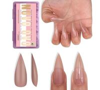 NOVO OVO Sharp Stiletto Nail Tips Press on Medium Long Pure Color Brown Pink Soft Gel Acrílico Extensiones de extensión completa para salón de belleza DIY 16 tamaños 224 unidades