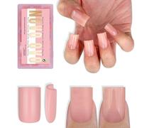 NOVO OVO Short Sharp Square Nail Tips Press on Pure Color Baby Pink requiere pegamento para uñas, gel suave mate, extensión de uñas postizas, cobertura completa para uñas, 15 tamaños, 240 unidades