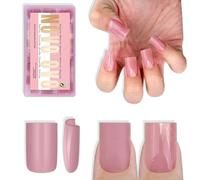 NOVO OVO Short Sharp Square Nail Tips Press on Pure Color Berry Pink requiere pegamento para uñas, gel suave mate, extensión de uñas postizas, cobertura completa para uñas, 15 tamaños, 240 unidades