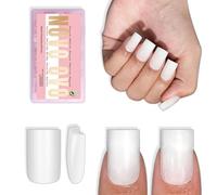 NOVO OVO Short Sharp Square Nail Tips Press on Pure Color Milky White (Cloud Dancer), Matte Soft Gel Extensión de Uñas Artificiales, Cobertura Completa de Uñas para Bricolaje, 15 tamaños, 180 unidades
