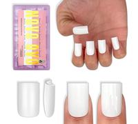 NOVO OVO Short Sharp Square Nail Tips Press on Pure Color White, requiere pegamento para uñas, gel suave mate, extensión de uñas artificiales, cobertura completa para uñas, 15 tamaños, 180 unidades