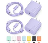 Novobit Cargador de pared para iPhone 15 USB C, paquete de 2 cables de 6 pies para iPhone 15/15 Plus/15 Pro/15 Pro Max/iPad Pro/Mini/Air/Air4/Airpods/Samsung (morado)