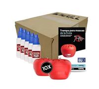 Novokill Trampa para Moscas de la Fruta - 10x Trampas + 5x 30ml Líquido Atrayente - Eficaz para Gastronomía o en Casa - Contra Moscas de la Fruta - Larga Duración - Reutilizable - Ideal para Cocina