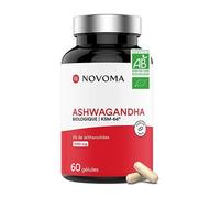Ashwagandha bio KSM66® 500mg | Extracto puro de raíz | 5% Withanolidi | Adaptógeno natural antiestrés y reparador del sueño | 60 cápsulas veganas | Fabricado en Francia | NOVOMA (ex Nutrivita)