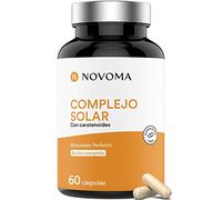 NOVOMA Fórmula Sol, Activador y Acelerador de Bronceado, 7 Activos Naturales incluyendo Beta-Caroteno, Bardana y Cobre, Preparación y Protección de la Piel, 60 Cápsulas, Fabricado en Francia