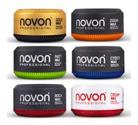 novon Professional - Cera para el pelo, 6 unidades de 150 ml, mate, dorado, rojo, azul, blanco, naranja, 6 unidades de 150 ml, flexible y apta para la barba, antiestática y nutritiva, apta para niños