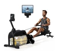 Novonova Maquina Remo Agua, Máquina de Remo para casa con Asiento cómodo, Remo Maquina con Pantalla LCD, Rowing Machine Agua súper silenciosa Gimnasio en casa, Capacidad de Peso de 135kg
