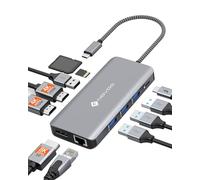 NOVOO 11 en 1 Docking Station, Hub Multipuerto con Doppio Pantalla 2 HDMI, Ethernet RJ45 1Gbps, Carga Rápida PD 100W, 4 Puertos USB, Lector de Tarjetas SD/TF, Compatible con MacBook/DELL/HP/Surface