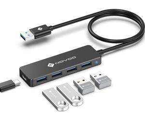 NOVOO 4 Puertos Data Hub USB C a USB 3.0 5Gbps Adaptador USB C Hub a USB Compatible con iPhone 15 Plus Pro MAX MacBook Pro Air 2023 iMac iPad Pro Air Surface Pro Galaxy S24 (60cm)