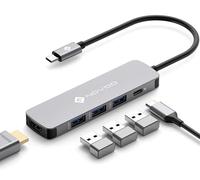 NOVOO 5 en 1 USB C Hub, Multiporta Adaptadorcon con 3 Puerto, Carga rápida de100W, 4K@60Hz HDMI, Base Portátil de para Macbook Pro Chromebook Matebook Type-C Dispositivos