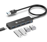 NOVOO 5 Ports Data Hub USB C to USB 3.0 5Gbps USB C Hub to USB Adapter Compatible with iPhone 15 Plus Pro MAX MacBook Pro Air 2023 iMac iPad Pro Air Surface Pro Galaxy S24 (60cm)
