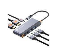 NOVOO 6 en 1 Docking Station USB C, Dual HDMI Adaptador con HDMI 4K@60 HZ, PD 100W, 3 Puertos USB A, Adaptador USB C Thunderbolt 3/4 Dock para DELL/HP/Lenovo/ASUS/MacBook Pro Air