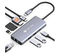 NOVOO 8 en 1 USB C Hub, 4K@60Hz HDMI Gigabit Ethernet Adaptador Multipuerto con PD 100W,3 Puerto, SD y TF Docking Station para iPhone 16/17,MacBook Air/Pro, DELL, XPS 15, HP