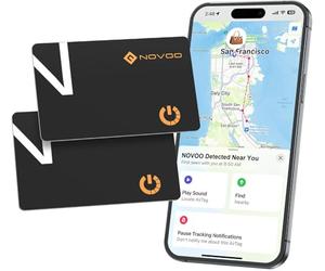 NOVOO Air Tag Card Localizador Ultradelgado 1.6mm, 6 Años Duración de Batería, IP68 Resistente al Agua, Smart Card Compatible con Apple Buscar App (Solo iOS) para Cartera, Maletas, Pasaporte, 2 Pack