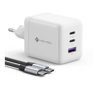 NOVOO - Cargador rápido USB-C de 100 W, Conector USB C de 3 Puertos, Adaptador Compatible con iPhone 16 Plus Pro MAX, Galaxy PPS 45 W, S24 Ultra, S23, S22, Pixel, iPad, MacBook Air, Color Blanco