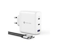 NOVOO - Cargador USB-C GAN III de 120 W, Cargador Universal PPS 3 Puertos Compacto con 1 Cable PD 100 W Tipo C, para MacBook Pro de 14 Pulgadas, DELL XPS 13, iPad Pro, iPhone 15, Galaxy S23, Note20