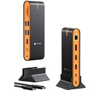 NOVOO Estación de acoplamiento para laptop 15 en 1 para triple pantalla con HDMI dual 4K a 60Hz + 8K a 30Hz DP + 6 puertos USB (incluye USB-A/C de 10 Gbps) + host USB + 100 W PD+1000 M LAN+SD/TF,