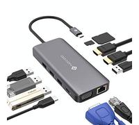 NOVOO - Estación de Acoplamiento USB C 11 en 1, Docking Station Dual HDMI, Base Adaptador multipuerto Universal para Lenovo, DELL, Microsoft, MacbookHP