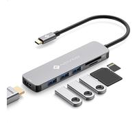 NOVOO Hub USB C 6 en 1, HDMI 4K, 3 USB 3.0, SD/TF