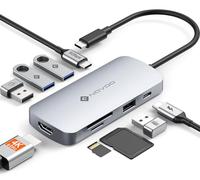 NOVOO Hub USB C HDMI 4K 60Hz, 9 en 1 Adaptador USB C a USB x 3, Lectura de Tarjetas SD/TF, USB C Hub para MacBook Pro Air ChromeBook Pixel iPad Pro