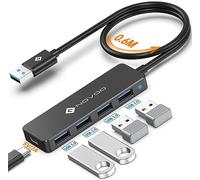 NOVOO USB C Hub 4 Puertos USB 3.0, Transferencia de Datos de 5 Gbit/s, Adaptador con 5 V/2 A Puerto de alimentación, Cable extendido de 60 cm, Concentrador para MacBook, portátil, Disco Duro móvil